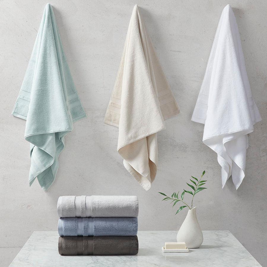 Olliix.com Bath Towels - Plume 100% Cotton Feather Touch Antimicrobial Towel 6 Piece Set White