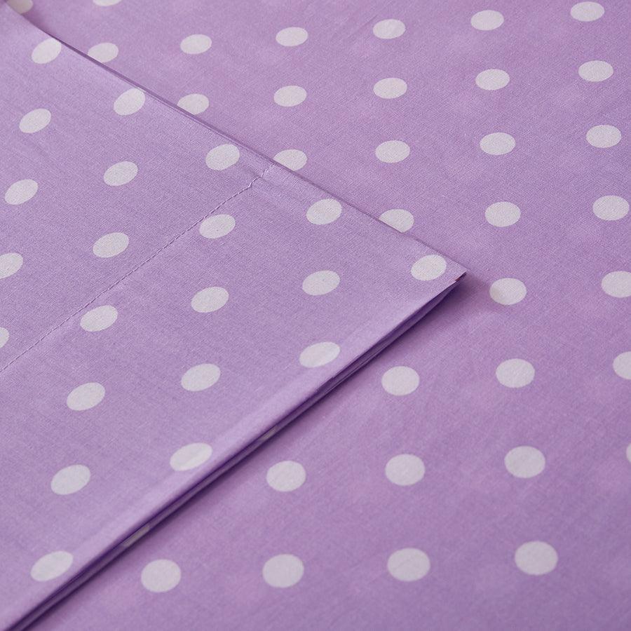 Olliix.com Sheets & Sheet Sets - Polka Dot Printed 100% Cotton Sheet Set Queen Purple