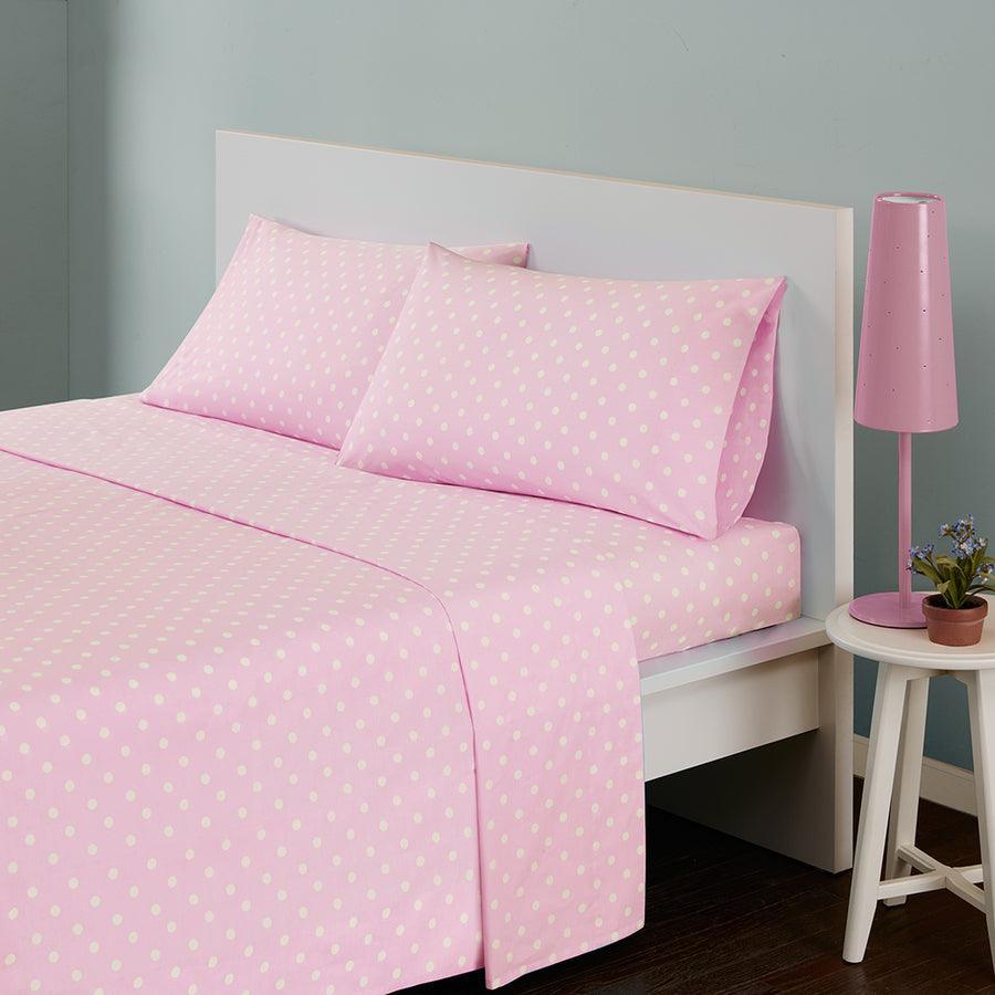 Olliix.com Sheets & Sheet Sets - Polka Dot Printed 100% Cotton Sheet Set Queen Purple