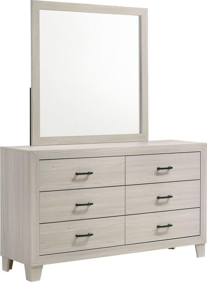 Elements Dressers - Poppy 6-Drawer Dresser with Mirror in Gray