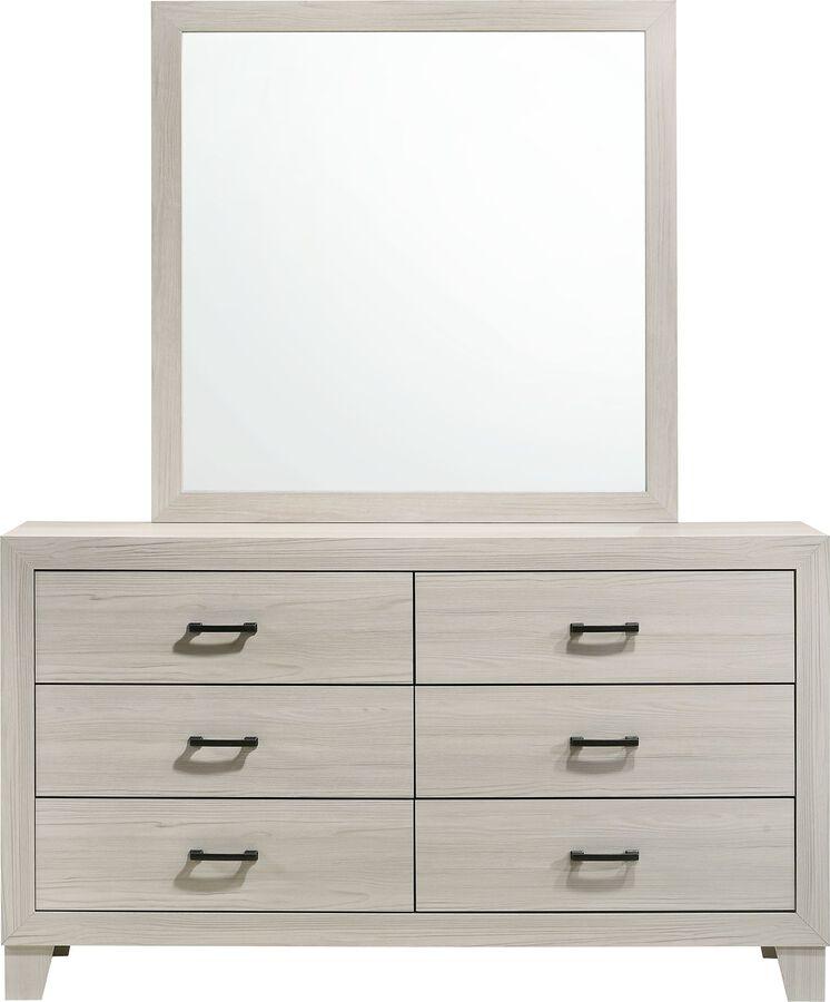 Elements Dressers - Poppy 6-Drawer Dresser with Mirror in Gray