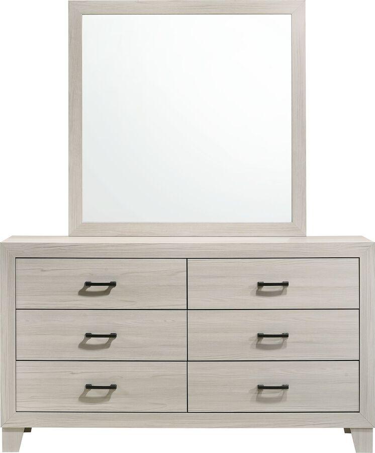 Elements Dressers - Poppy 6-Drawer Dresser with Mirror in Gray