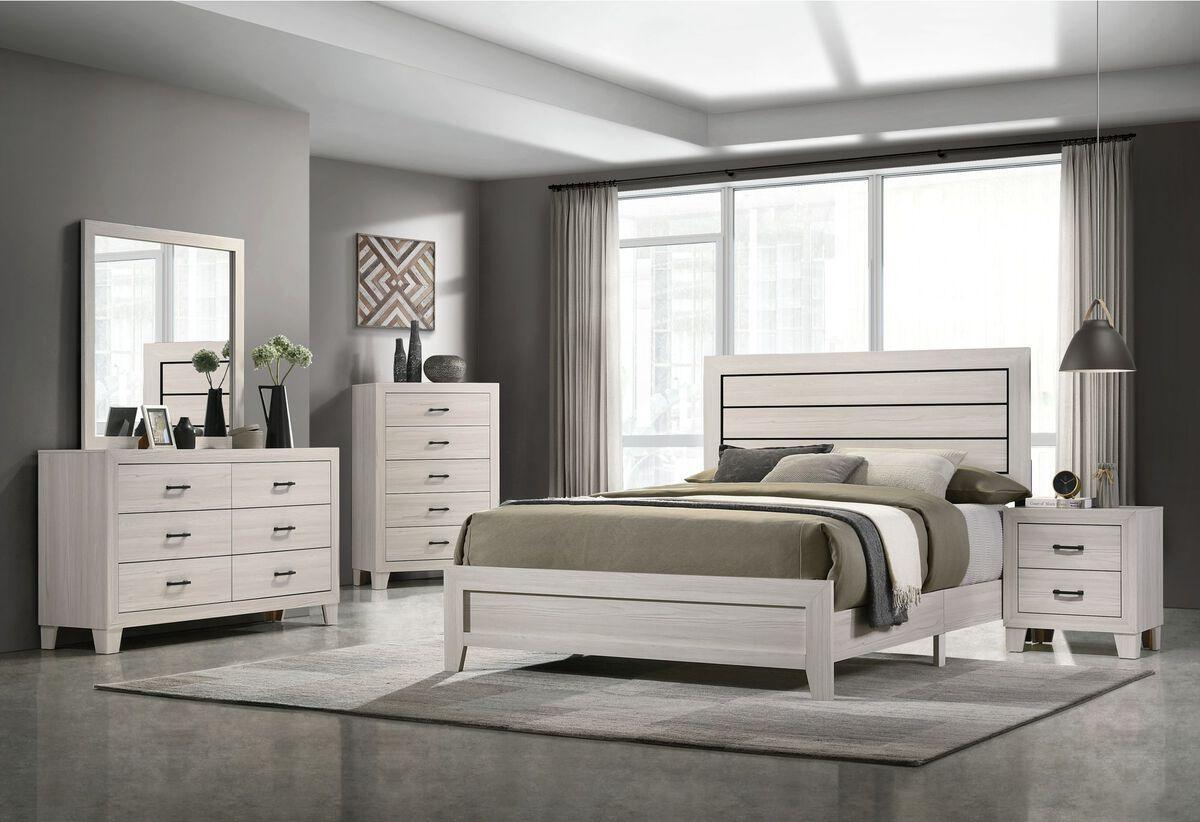 Elements Bedroom Sets - Poppy King 5PC Panel Bedroom Set in Gray Gray