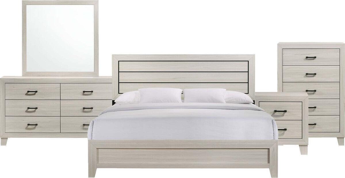 Elements Bedroom Sets - Poppy King 5PC Panel Bedroom Set in Gray Gray