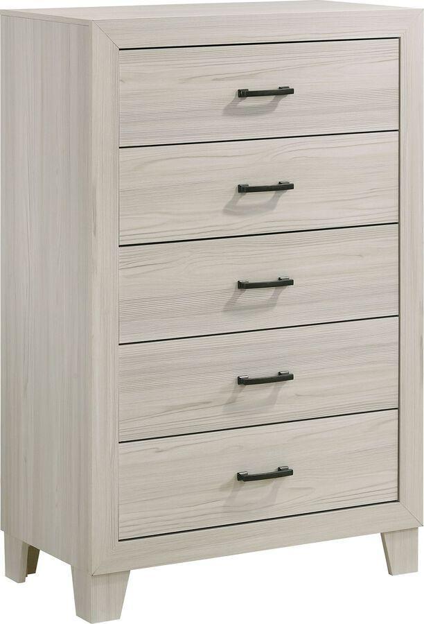 Elements Bedroom Sets - Poppy King 5PC Panel Bedroom Set in Gray Gray