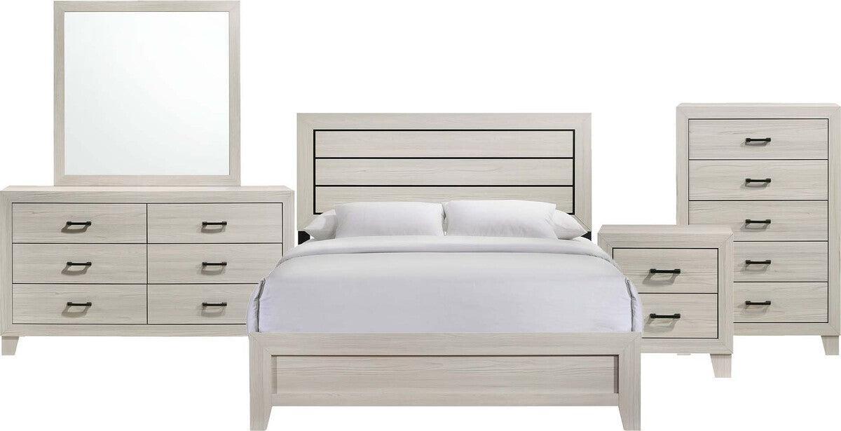 Elements Bedroom Sets - Poppy Queen 5PC Panel Bedroom Set in Gray Gray