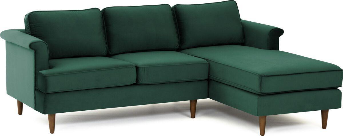 Tov Furniture Sectional Sofas - Porter Forest Green Velvet Sectional LAF