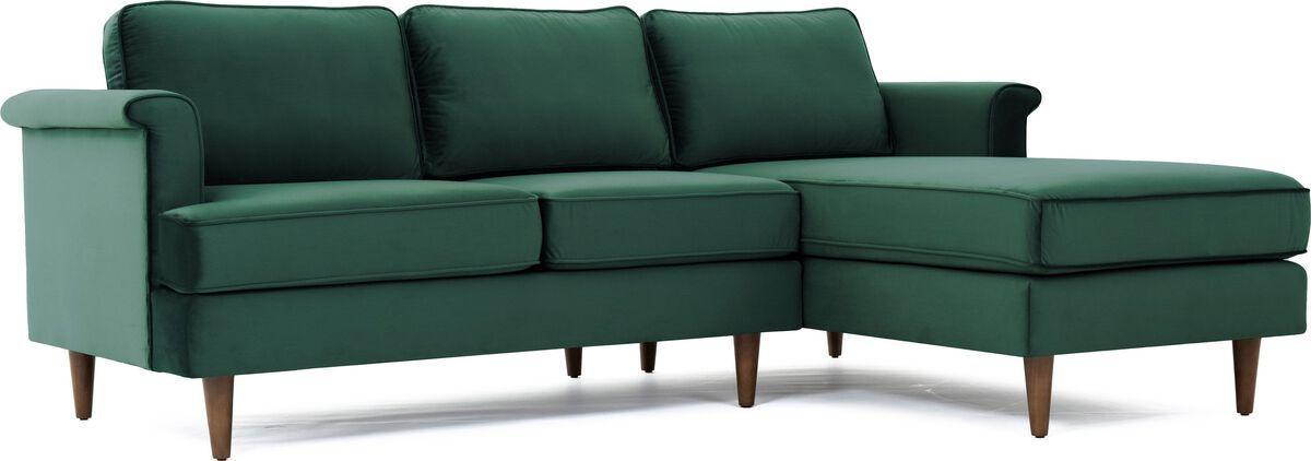 Tov Furniture Sectional Sofas - Porter Forest Green Velvet Sectional LAF