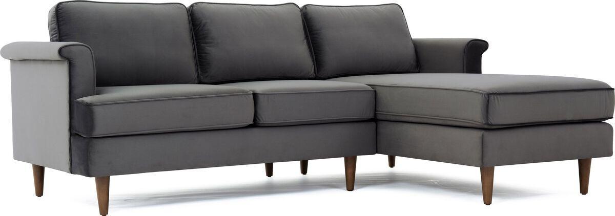 Tov Furniture Sectional Sofas - Porter Grey Velvet Sectional LAF