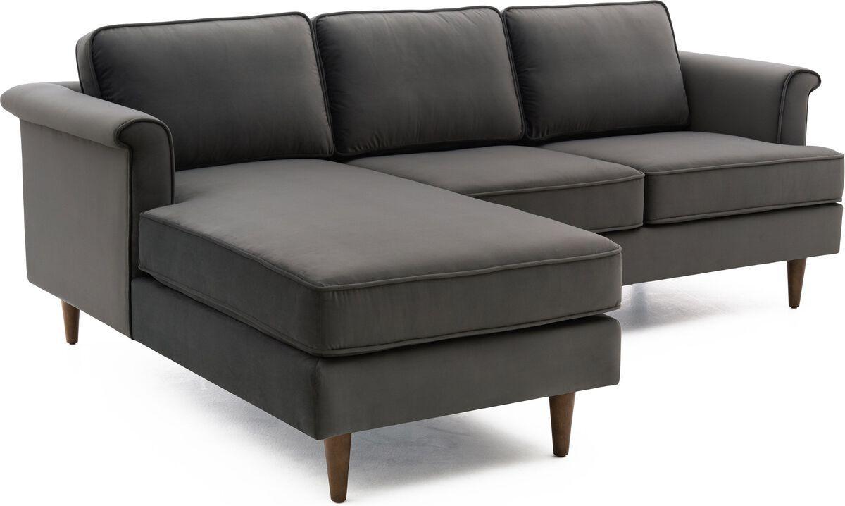 Tov Furniture Sectional Sofas - Porter Grey Velvet Sectional RAF