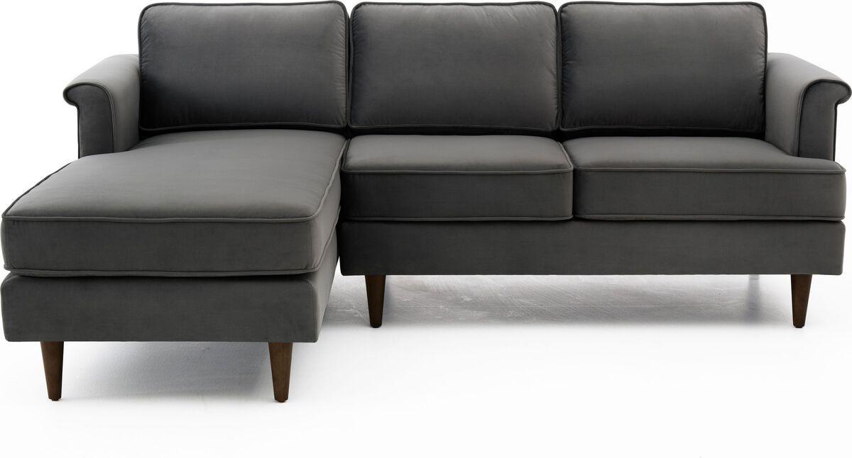 Tov Furniture Sectional Sofas - Porter Grey Velvet Sectional RAF
