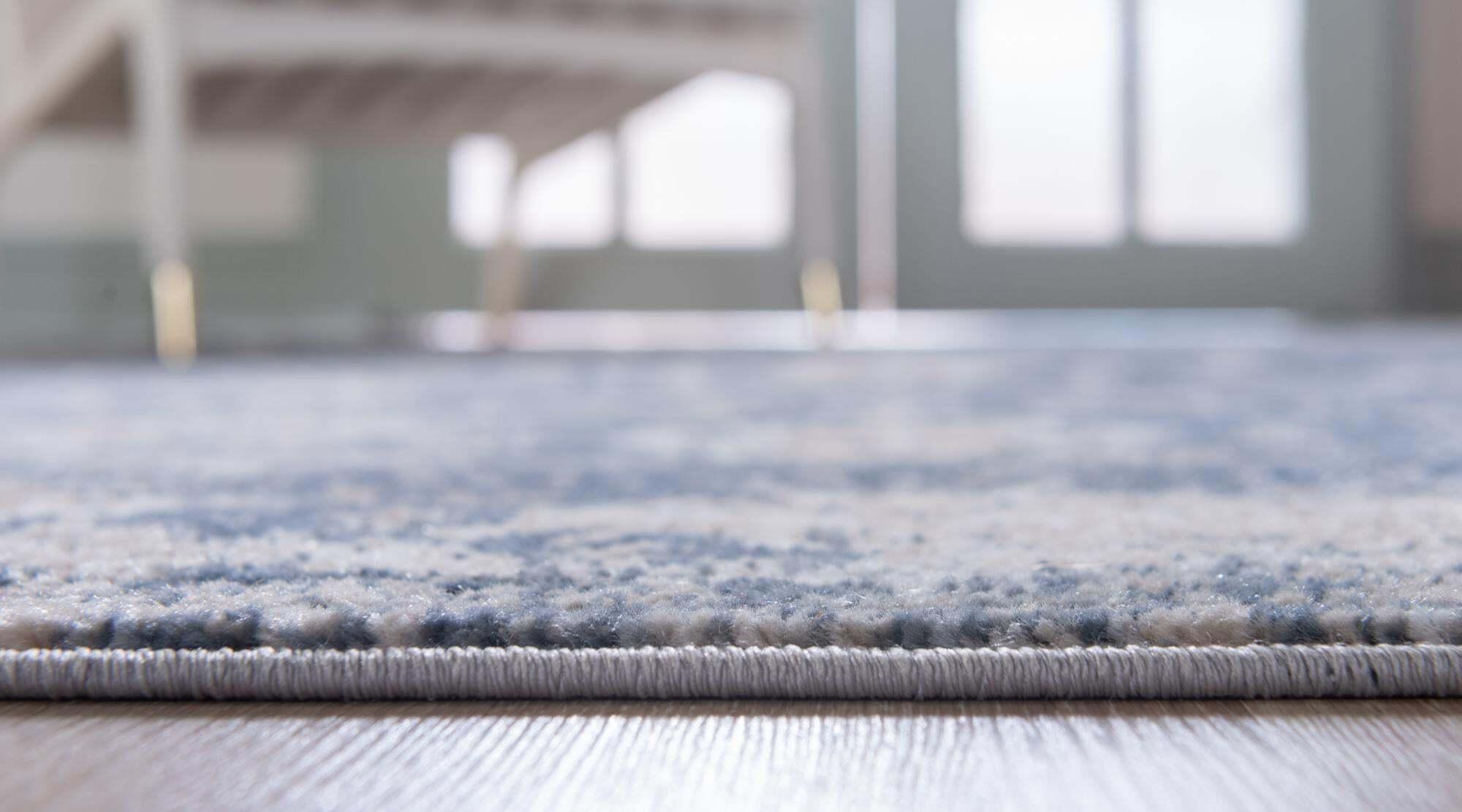 Unique Loom Indoor Rugs - Portland Border Rectangular 8x11 Rug Blue & Ivory