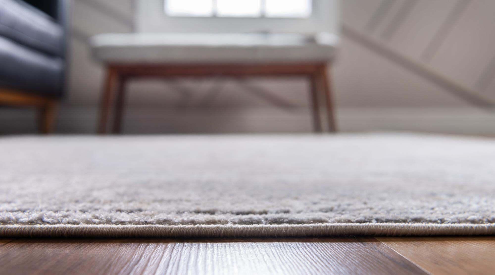 Unique Loom Indoor Rugs - Portland Border Rectangular 8x11 Rug Ivory & Gray