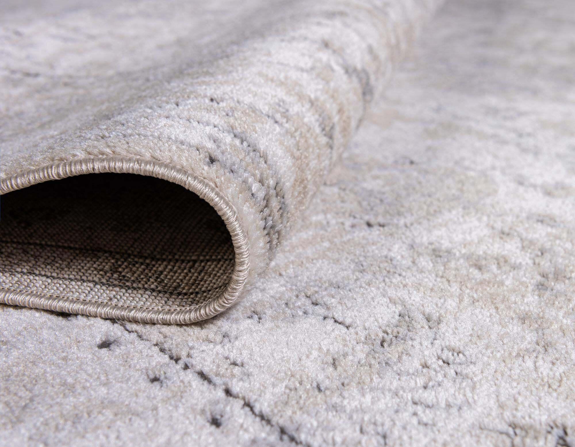 Unique Loom Indoor Rugs - Portland Border Rectangular 8x11 Rug Ivory & Gray
