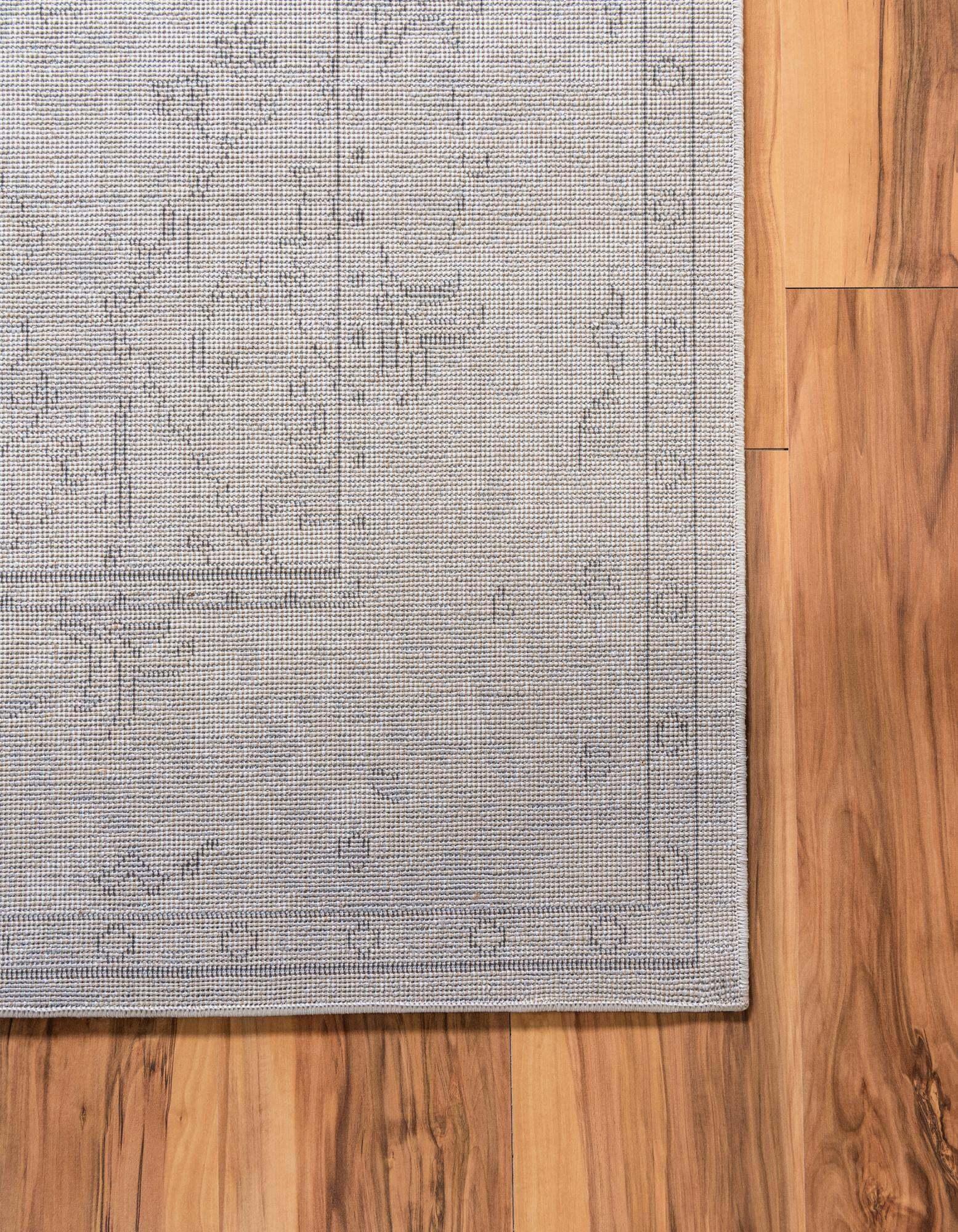 Unique Loom Indoor Rugs - Portland Border Rectangular 8x11 Rug Ivory & Gray