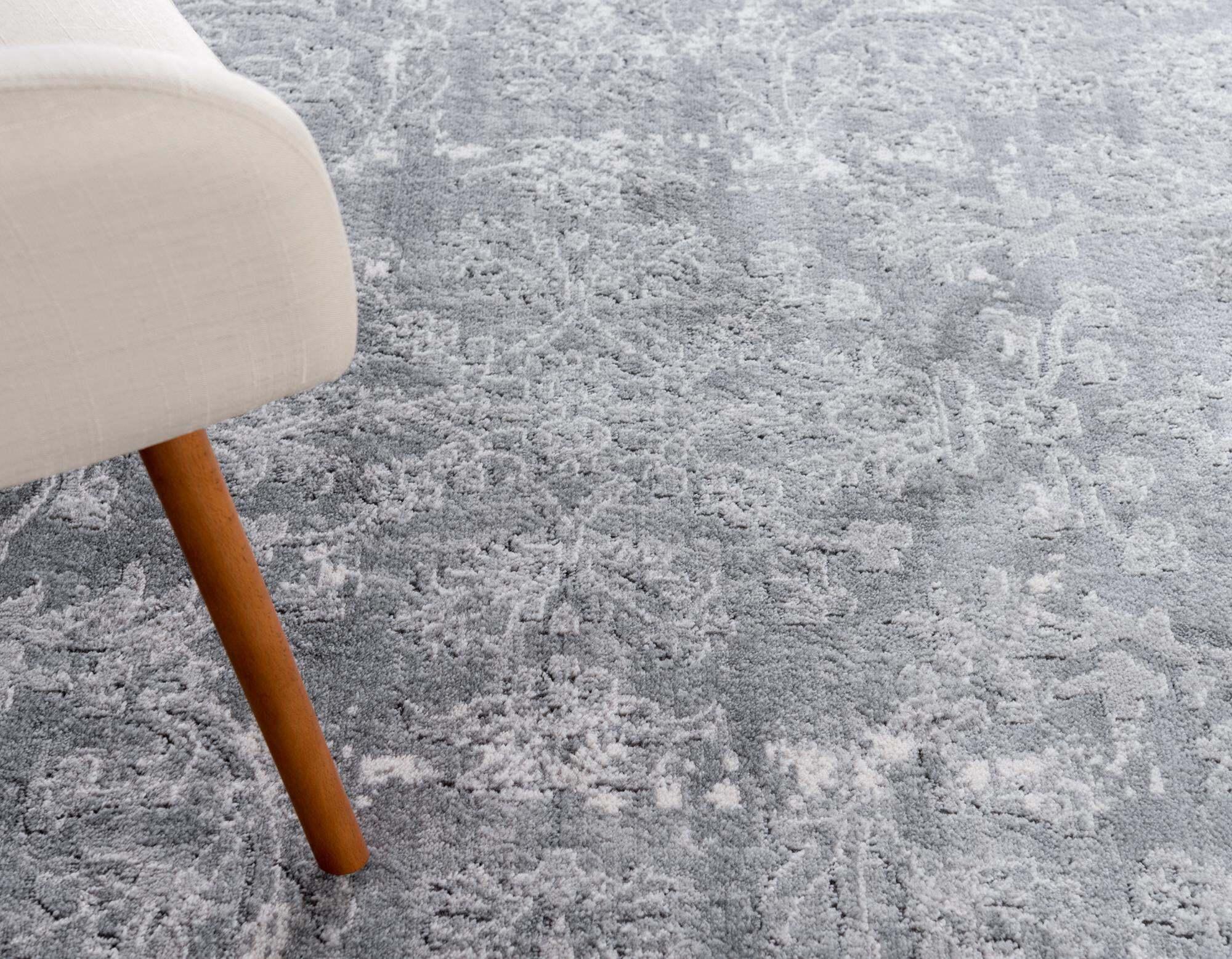 Unique Loom Indoor Rugs - Portland Floral Rectangular 8x10 Rug Gray & Ivory