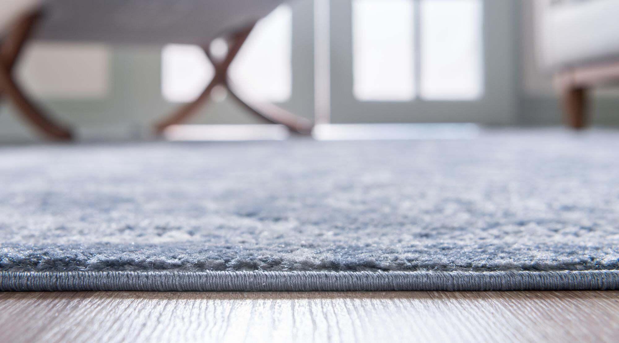 Unique Loom Indoor Rugs - Portland Floral Rectangular 8x11 Rug Blue & Gray