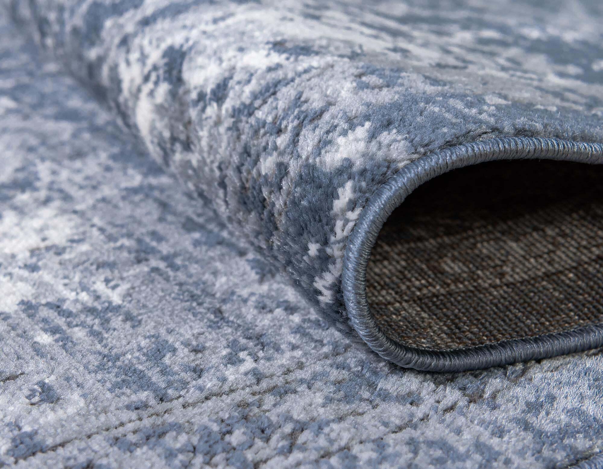 Unique Loom Indoor Rugs - Portland Floral Rectangular 8x11 Rug Blue & Gray