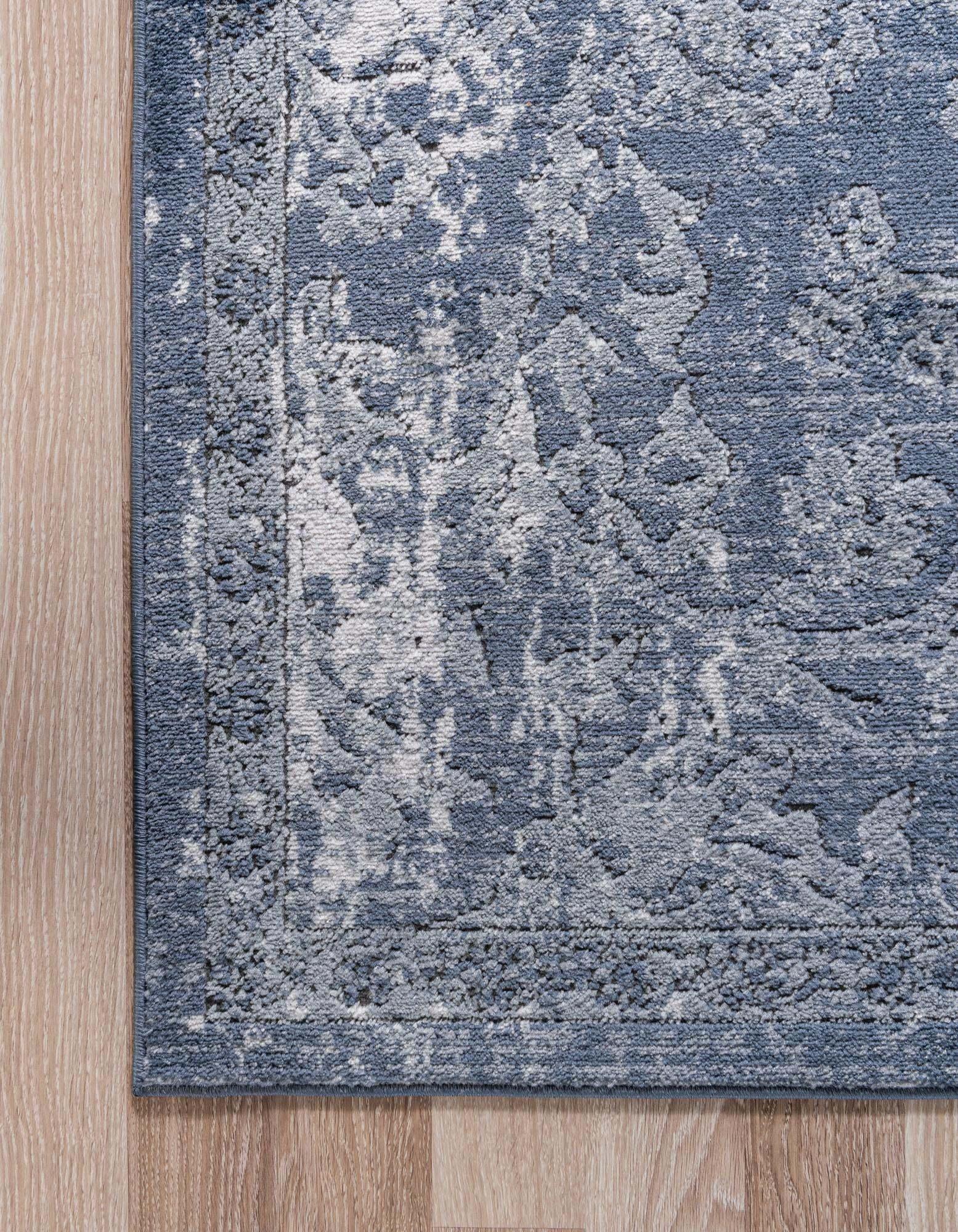 Unique Loom Indoor Rugs - Portland Floral Rectangular 8x11 Rug Blue & Gray