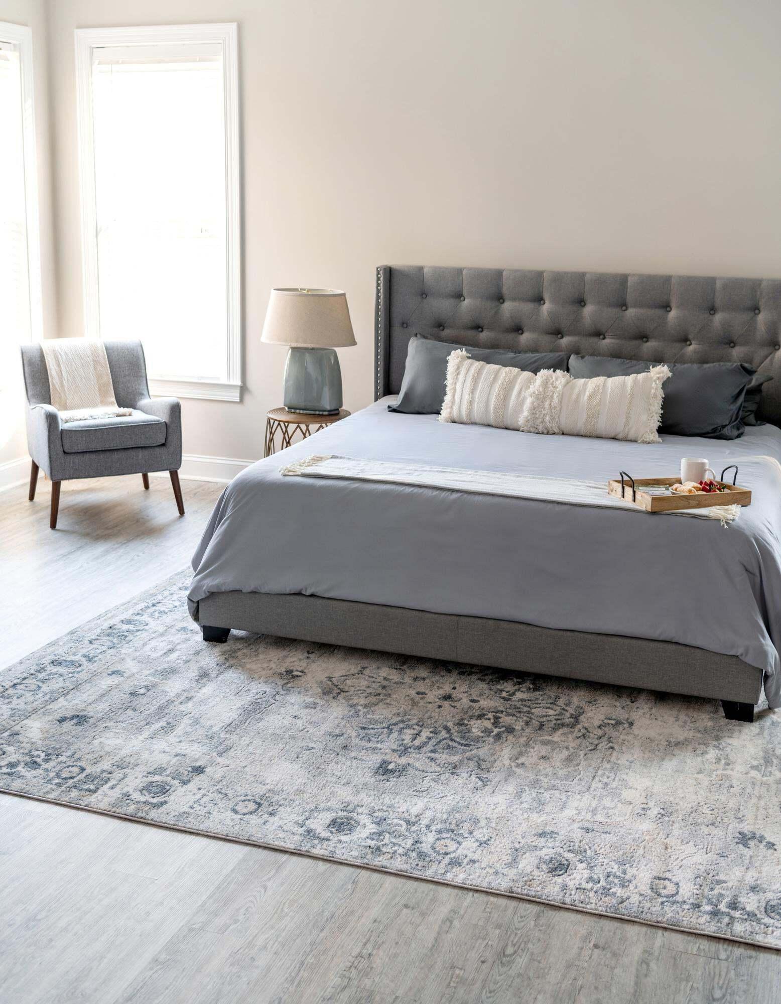 Unique Loom Indoor Rugs - Portland Medallion Rectangular 8x10 Rug Ivory & Gray