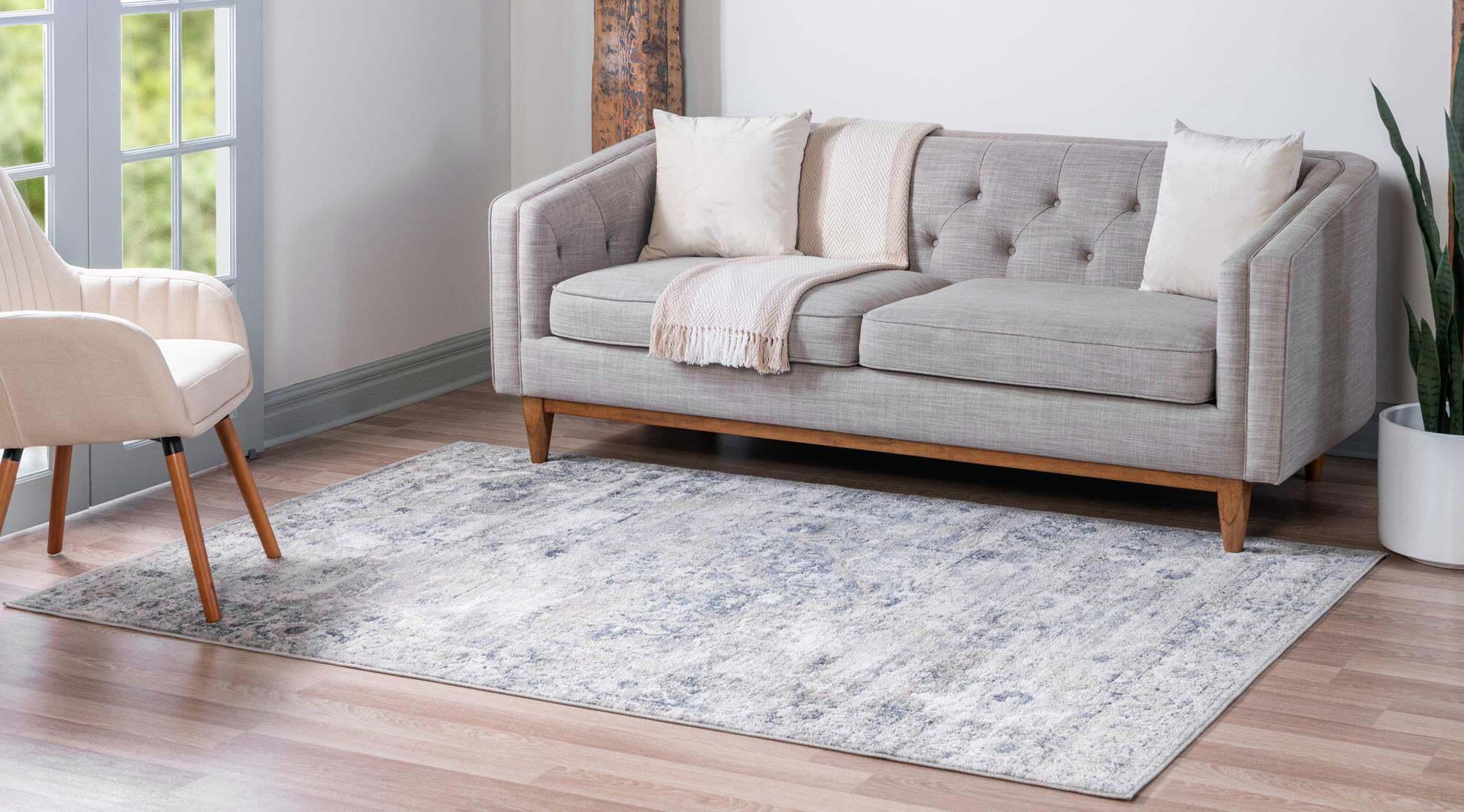 Unique Loom Indoor Rugs - Portland Medallion Rectangular 8x10 Rug Ivory & Gray