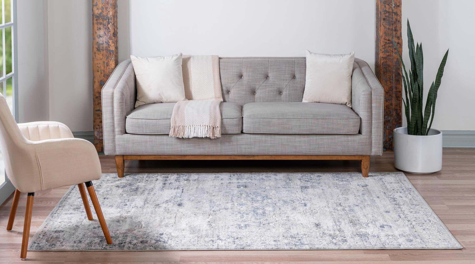 Unique Loom Indoor Rugs - Portland Medallion Rectangular 8x10 Rug Ivory & Gray
