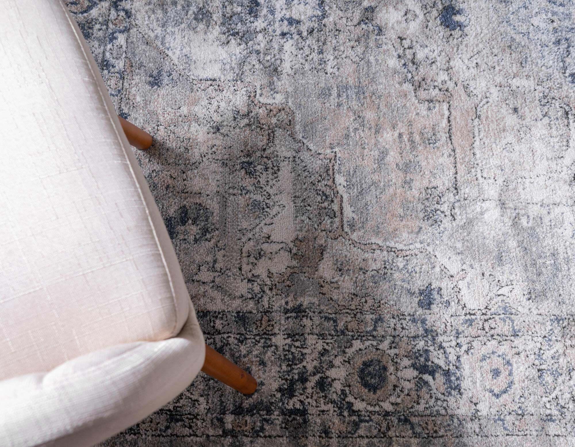 Unique Loom Indoor Rugs - Portland Medallion Rectangular 8x10 Rug Ivory & Gray