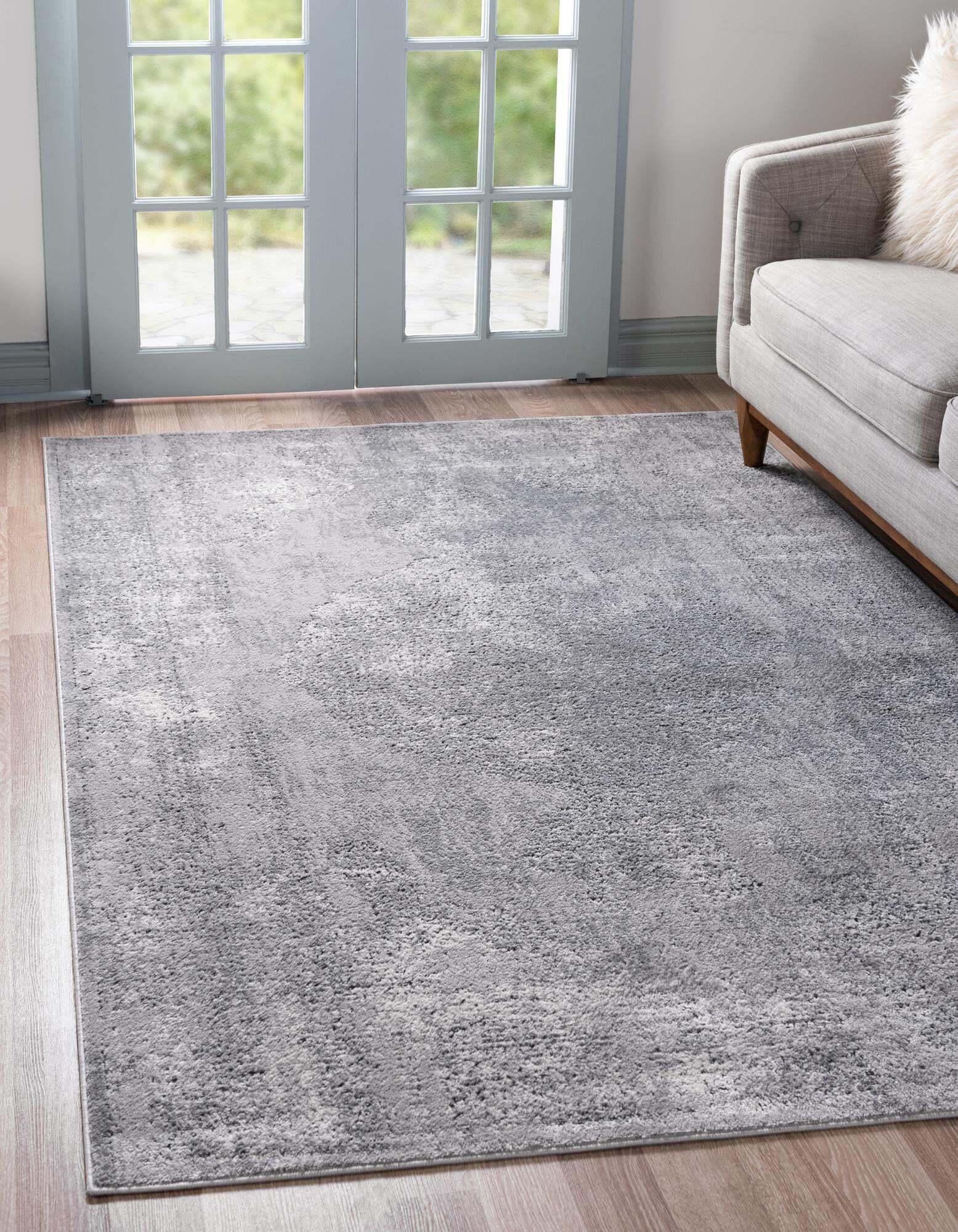 Unique Loom Indoor Rugs - Portland Medallion Rectangular 8x10 Rug Light Gray & Gray