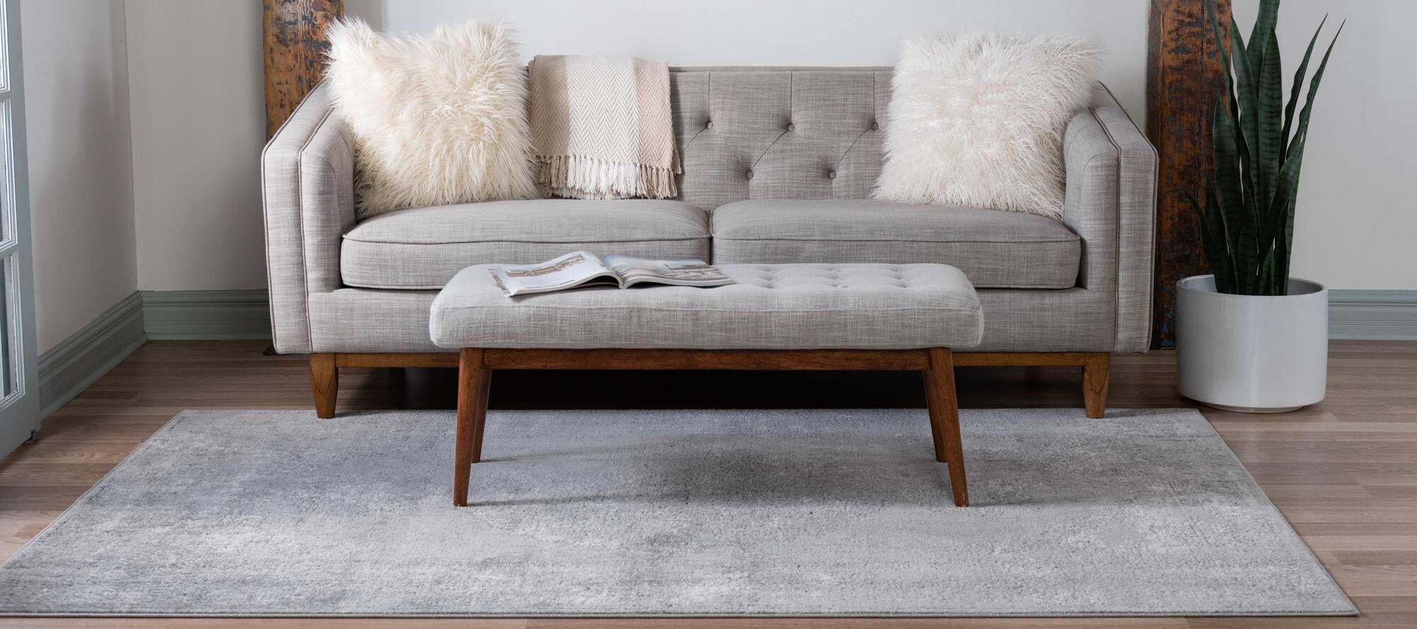 Unique Loom Indoor Rugs - Portland Medallion Rectangular 8x10 Rug Light Gray & Gray