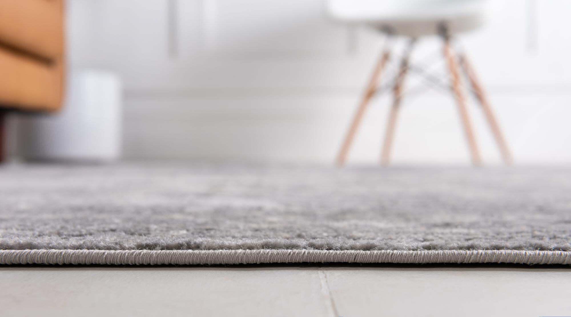 Unique Loom Indoor Rugs - Portland Medallion Rectangular 8x10 Rug Light Gray & Ivory