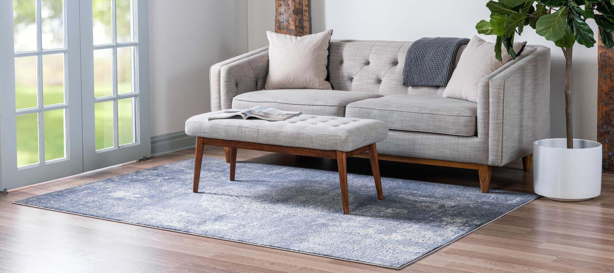 Unique Loom Indoor Rugs - Portland Medallion Rectangular 9x12 Rug Blue & Gray