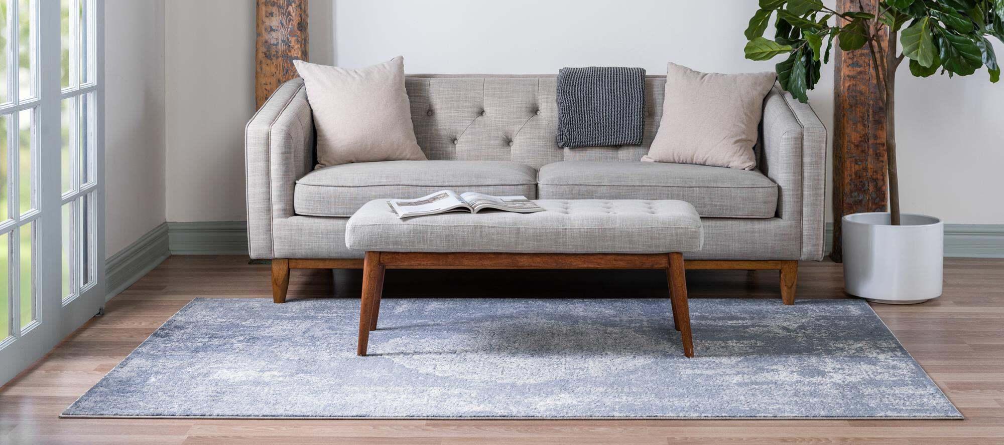 Unique Loom Indoor Rugs - Portland Medallion Rectangular 9x12 Rug Blue & Gray