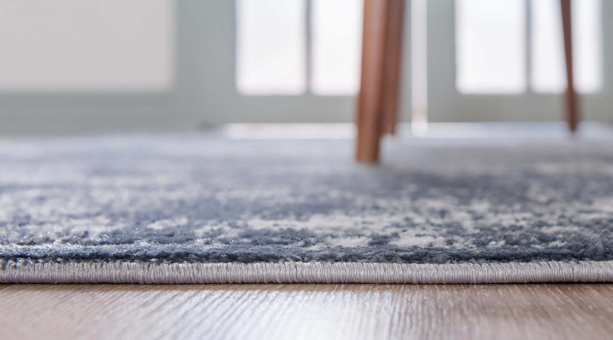 Unique Loom Indoor Rugs - Portland Medallion Rectangular 9x12 Rug Blue & Gray