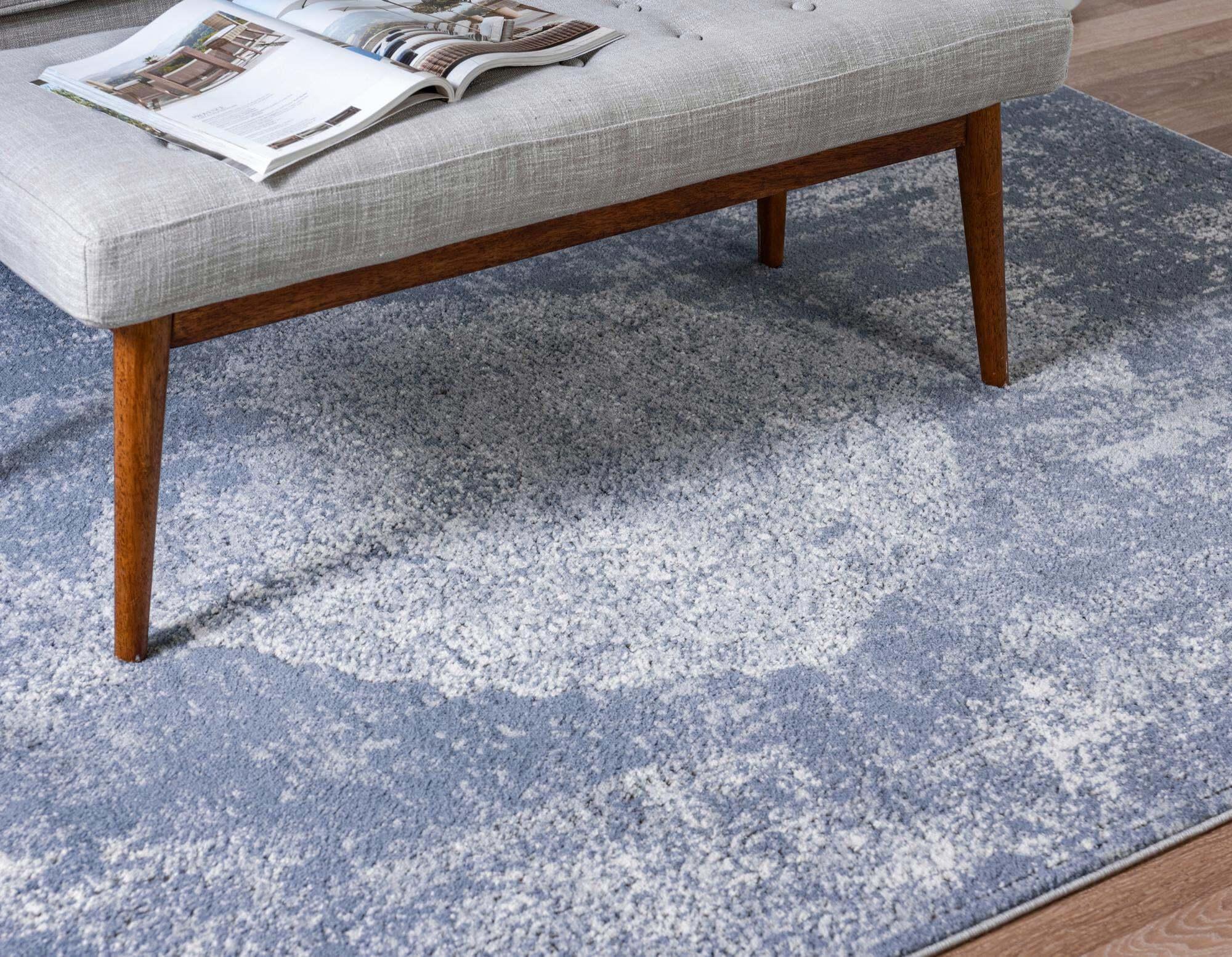 Unique Loom Indoor Rugs - Portland Medallion Rectangular 9x12 Rug Blue & Gray