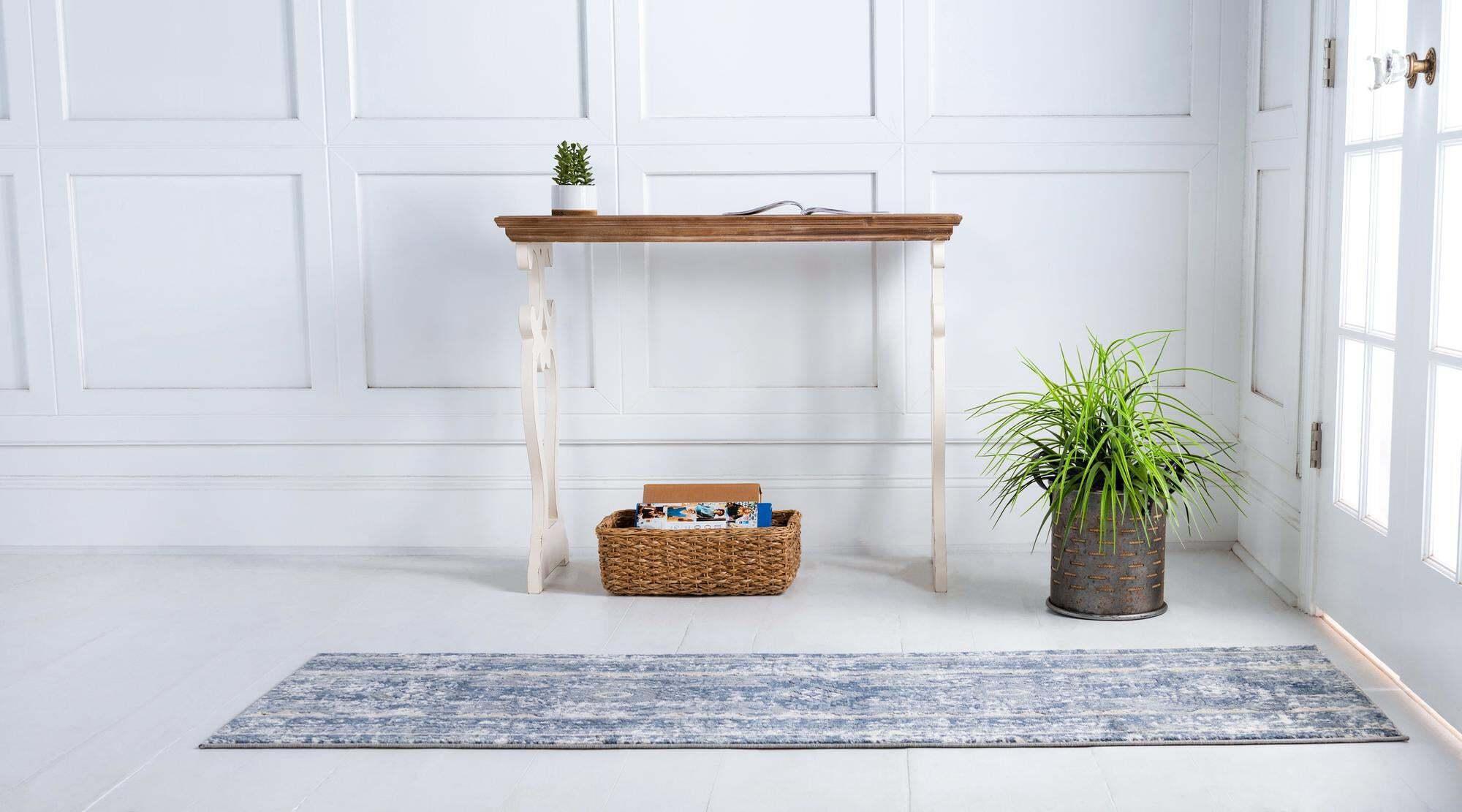 Unique Loom Indoor Rugs - Portland Striped 6 Ft Runner Rug Blue & Multicolor