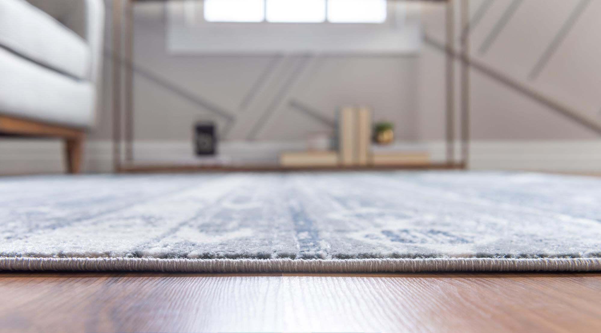Unique Loom Indoor Rugs - Portland Striped Rectangular 8x10 Rug Blue & Gray