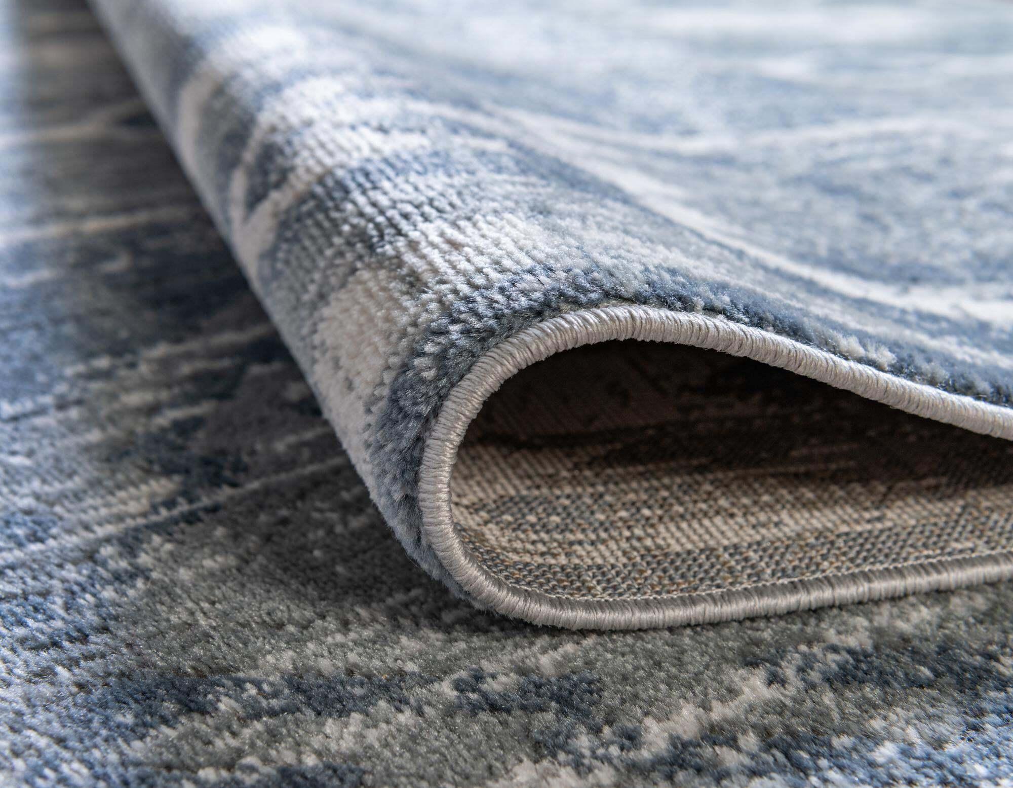Unique Loom Indoor Rugs - Portland Striped Rectangular 8x10 Rug Blue & Gray