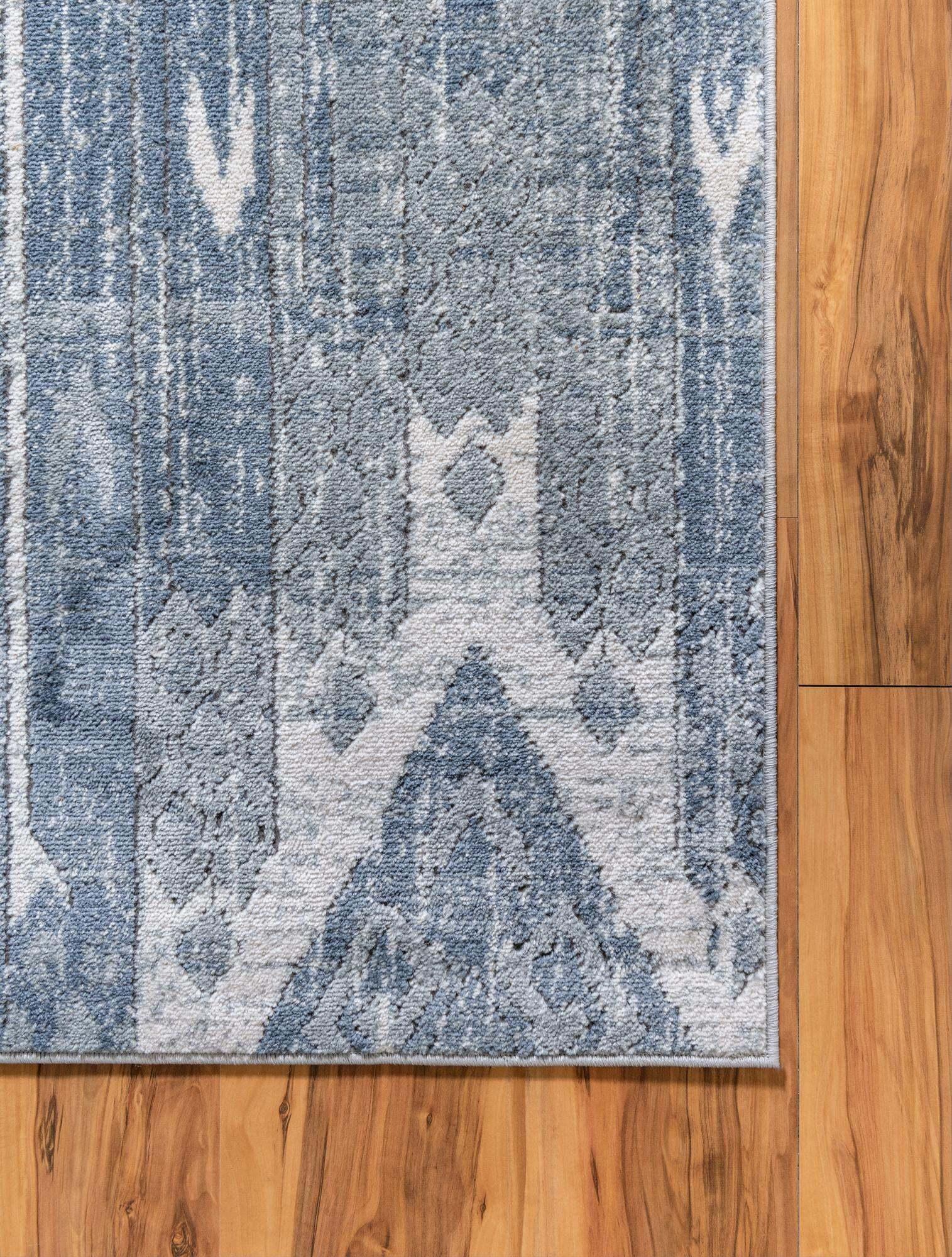 Unique Loom Indoor Rugs - Portland Striped Rectangular 8x10 Rug Blue & Gray