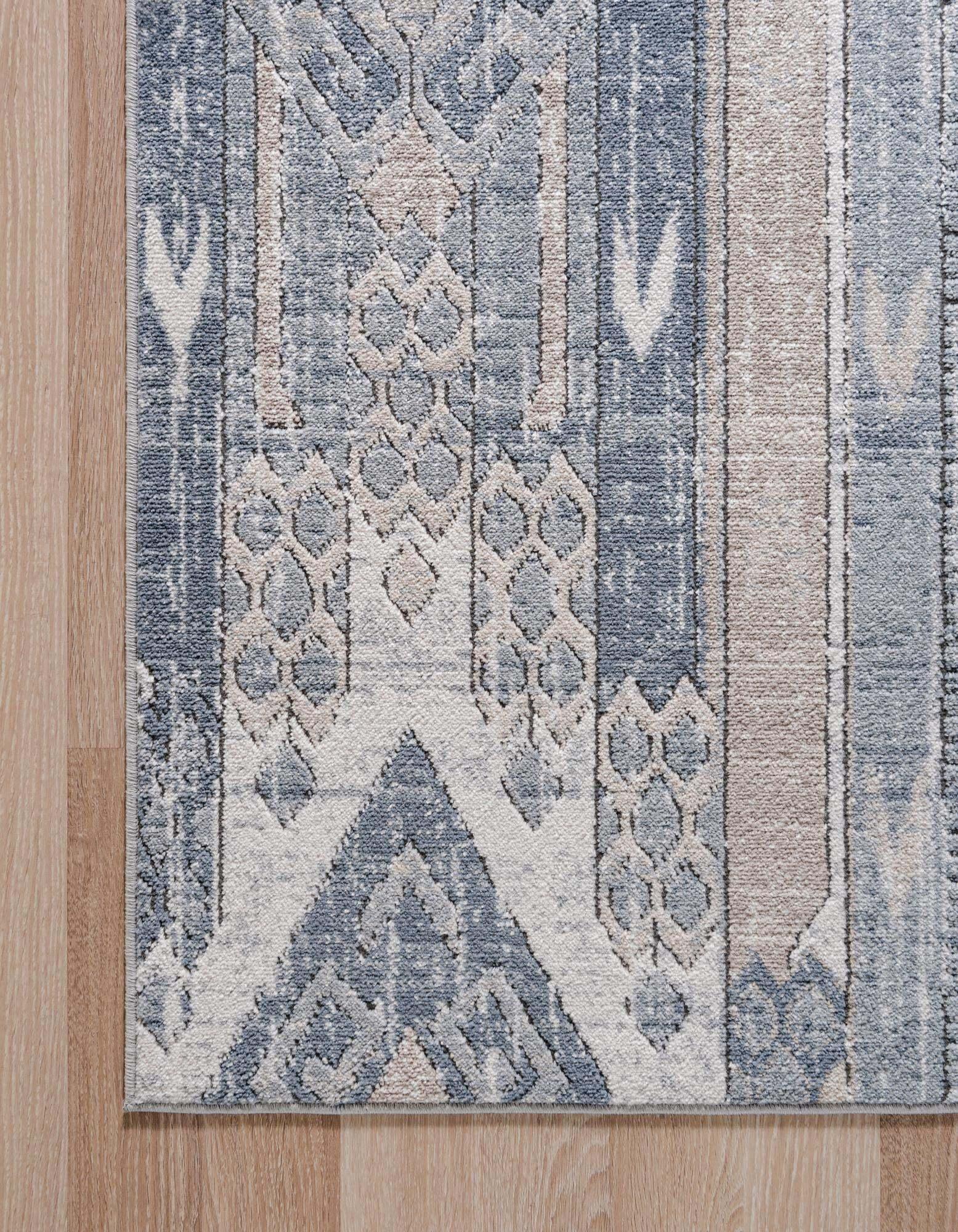 Unique Loom Indoor Rugs - Portland Striped Rectangular 8x10 Rug Navy Blue & Tan