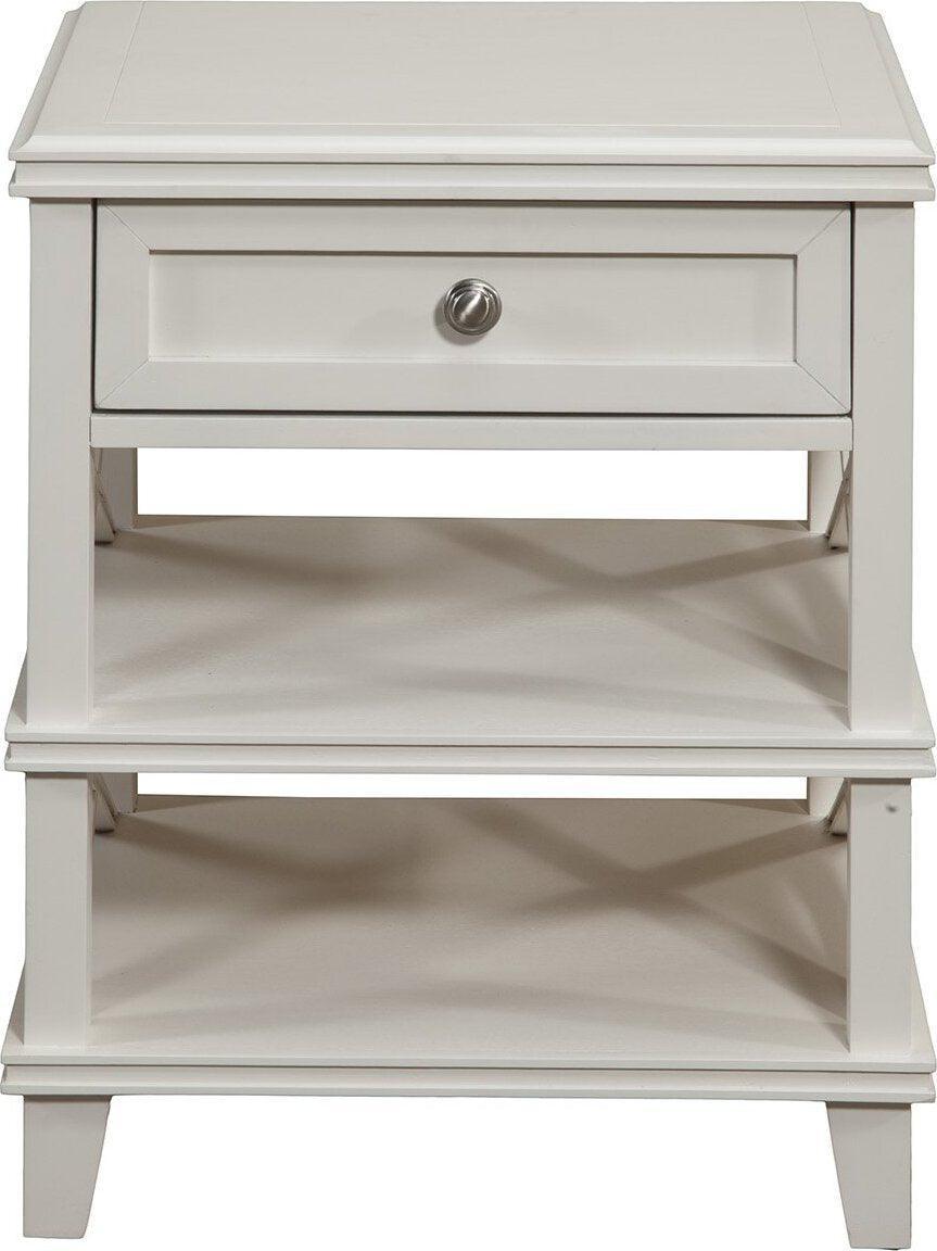 Alpine Furniture Nightstands & Side Tables - Potter 1 Drawer Nightstand w/Shelves White