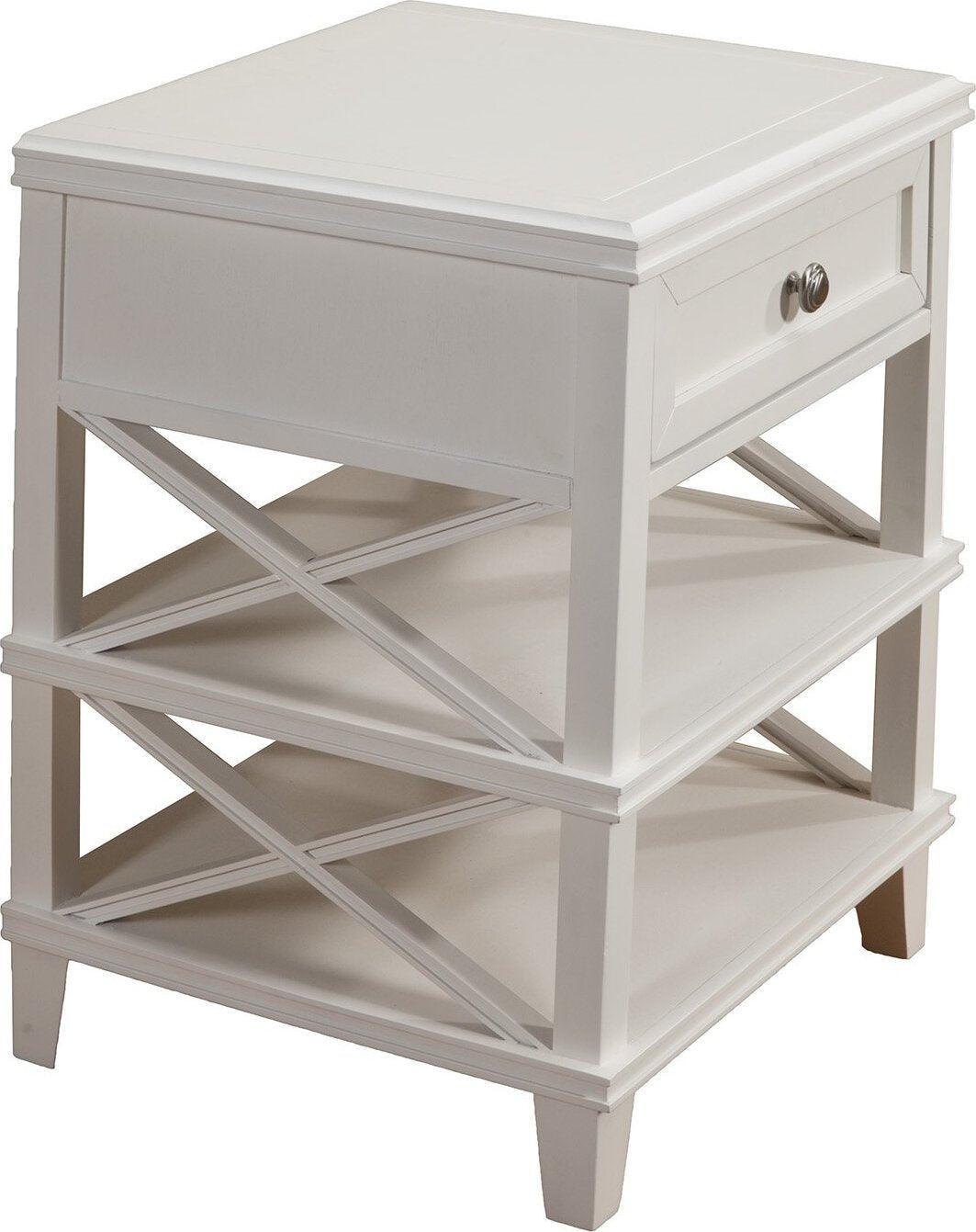 Alpine Furniture Nightstands & Side Tables - Potter 1 Drawer Nightstand w/Shelves White