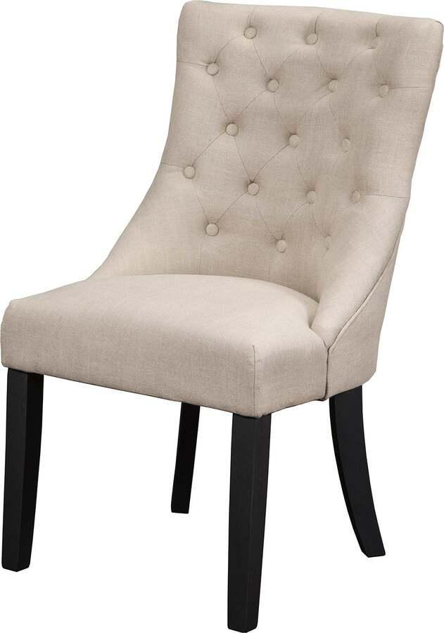 Alpine Furniture Dining Chairs - Prairie Upholstered Side Chairs Cream Linen ( Set of 2 )