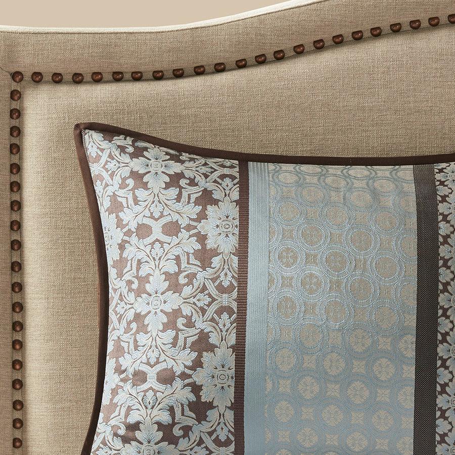 Olliix.com Comforters & Blankets - Princeton King 7 Piece Jacquard Comforter Set Blue