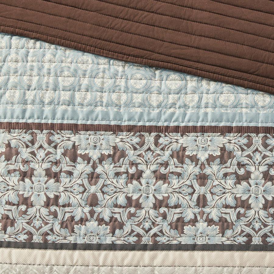 Olliix.com Comforters & Blankets - Princeton King/California King 5 Piece Reversible Jacquard Coverlet Set Blue