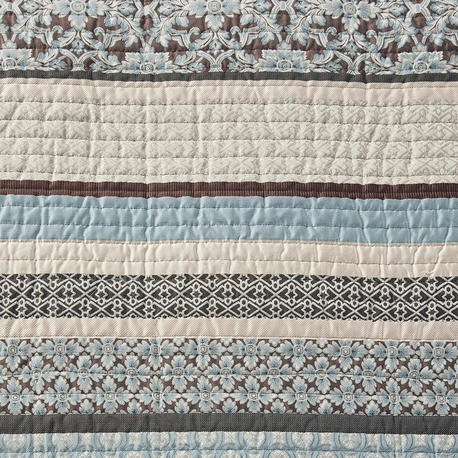 Olliix.com Comforters & Blankets - Princeton King/California King 5 Piece Reversible Jacquard Coverlet Set Blue