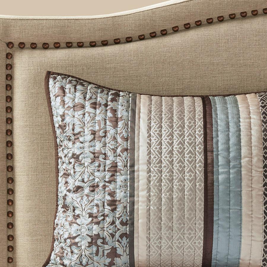 Olliix.com Comforters & Blankets - Princeton King/California King 5 Piece Reversible Jacquard Coverlet Set Blue