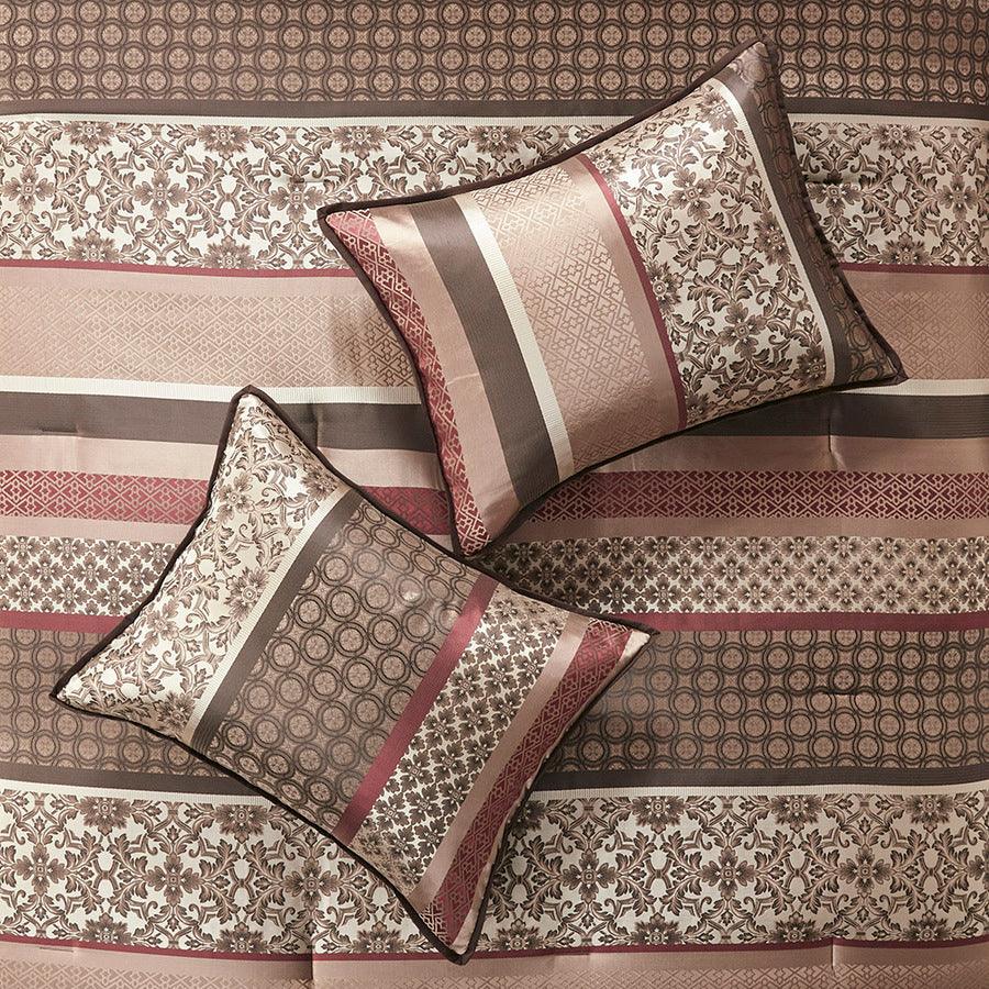 Olliix.com Comforters & Blankets - Princeton Transitional 7 Piece Jacquard Comforter Set Red King