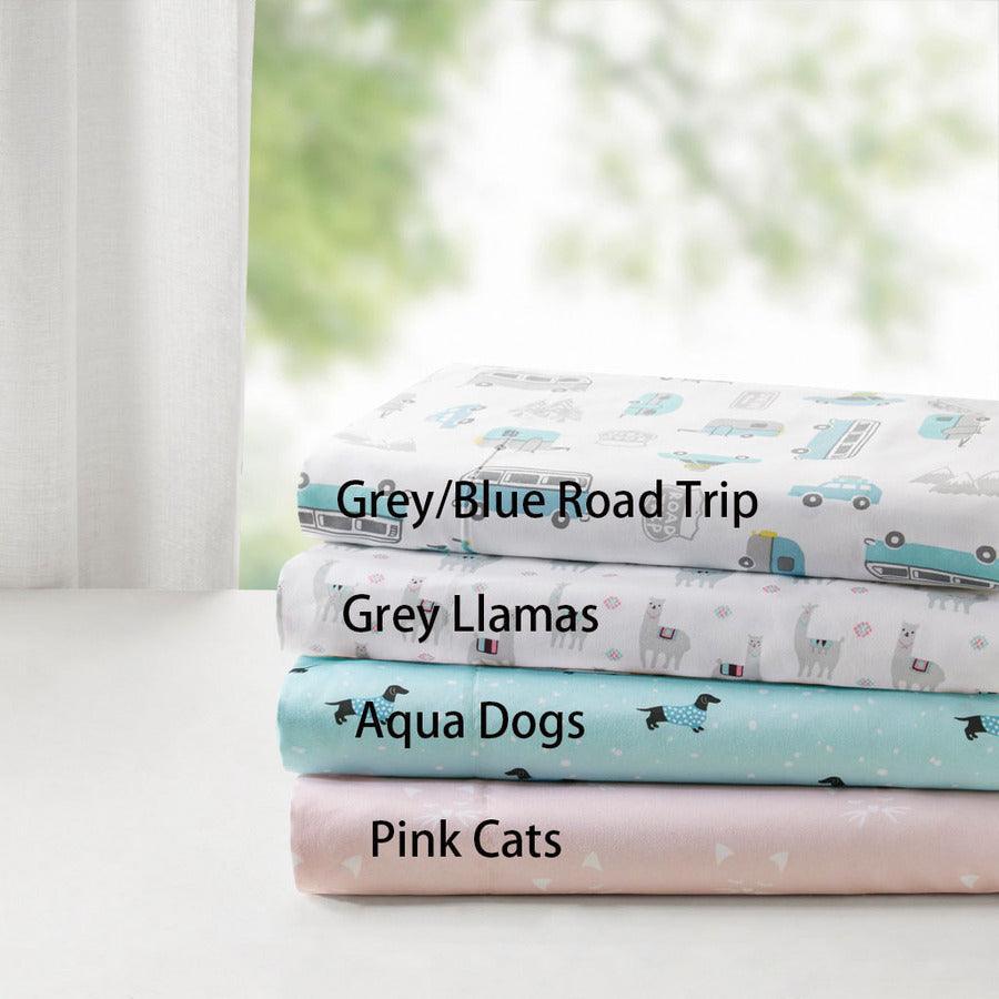 Olliix.com Sheets & Sheet Sets - Print Sheet Set Grey Llamas ID20-1437