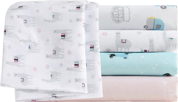 Olliix.com Sheets & Sheet Sets - Print Sheet Set Grey Llamas ID20-1437