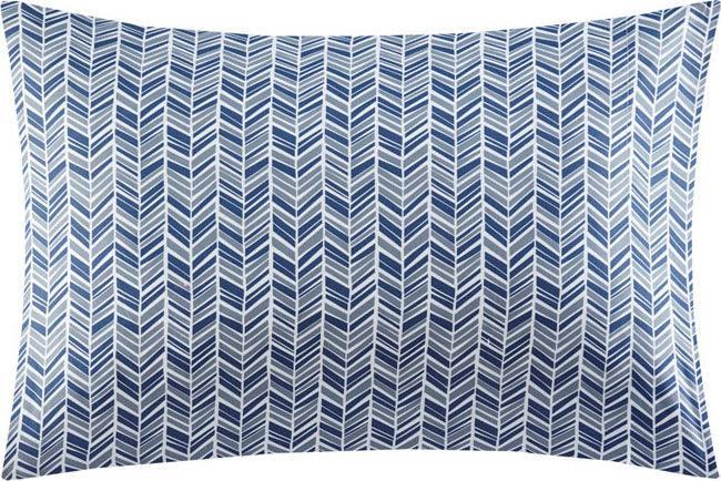 Olliix.com Sheets & Sheet Sets - Printed Microfiber Sheet Set Navy MPE20-472